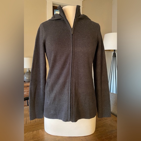 Cynthia Rowley Charcoal Gray Grey Knit Full Zip Hooded Cardigan Sweater Jacket S - Picture 2 of 16